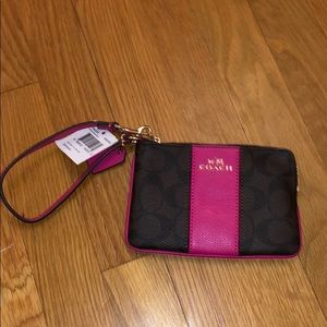 pink and brown coach wallet